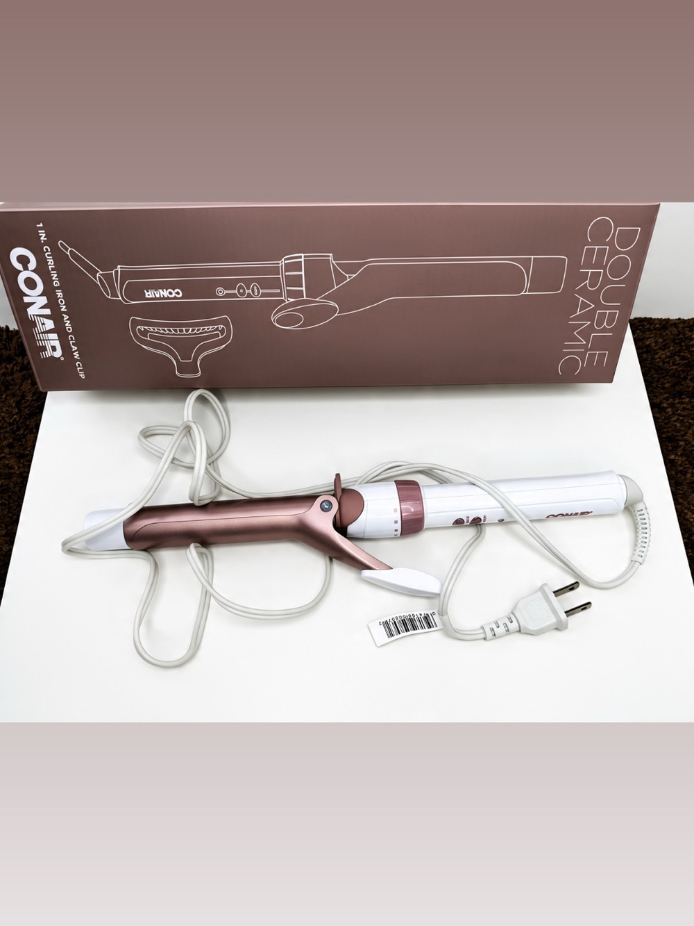 Pink & White Double Ceramic 1" Curling Iron
